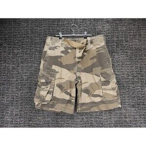 Vintage Old Navy Cargo Shorts Mens 33 (Tag 32) Camo Belted Heavyweight Outdoor